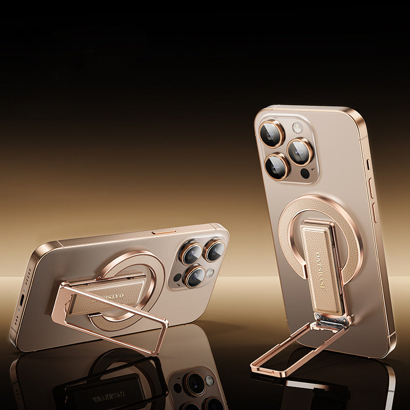 Oatsbasf Leather + Metal MagSafe Phone Strap Grip Ring Stand