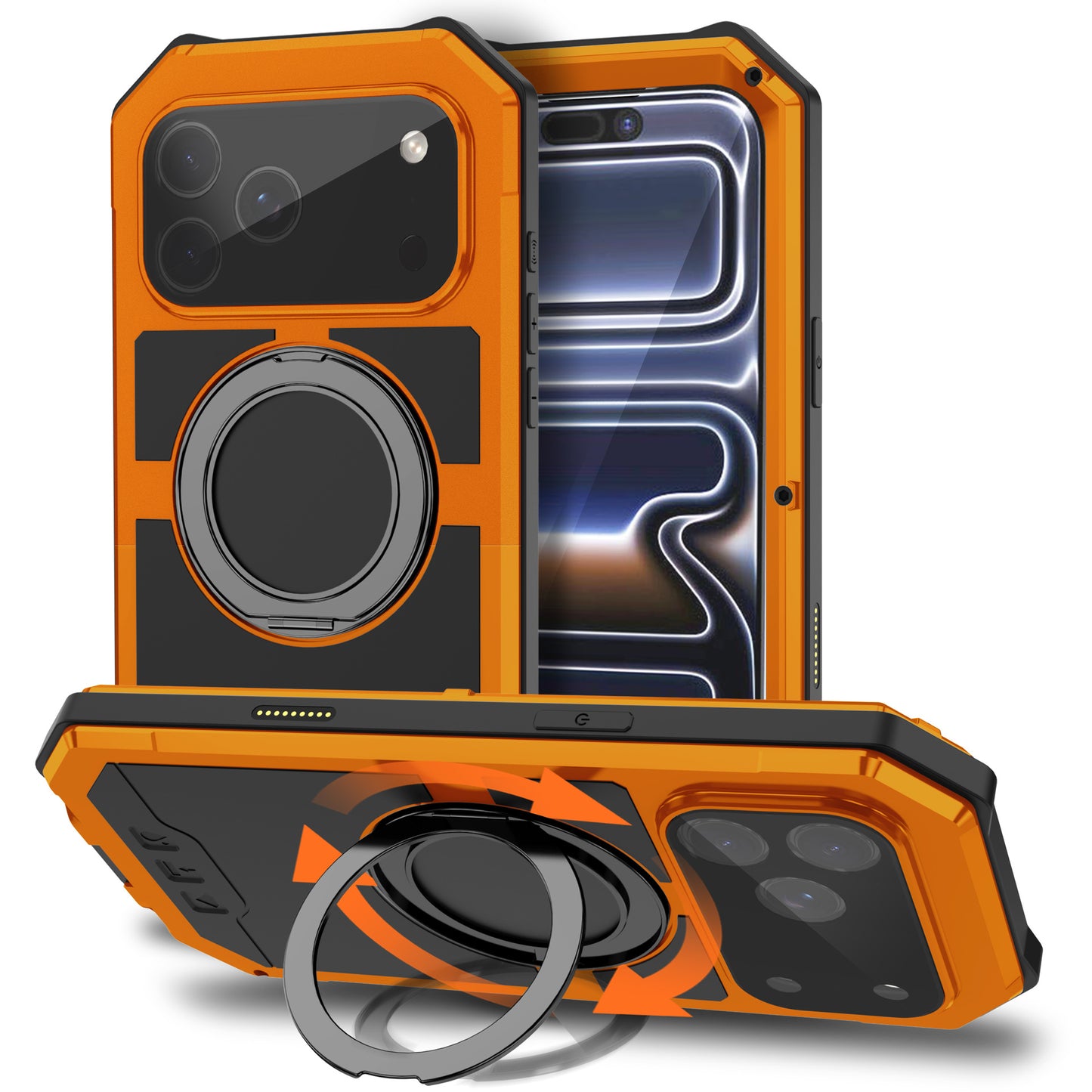 Armor King Warrior MagSafe Kickstand Waterproof Aluminum Metal Outdoor Military Heavy Duty Case Cover