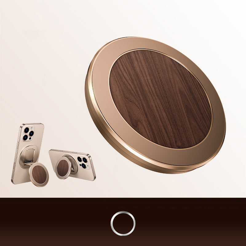 Oatsbasf Wood+Metal Double-sided Magnetic Phone Grip MagSafe Ring Stand