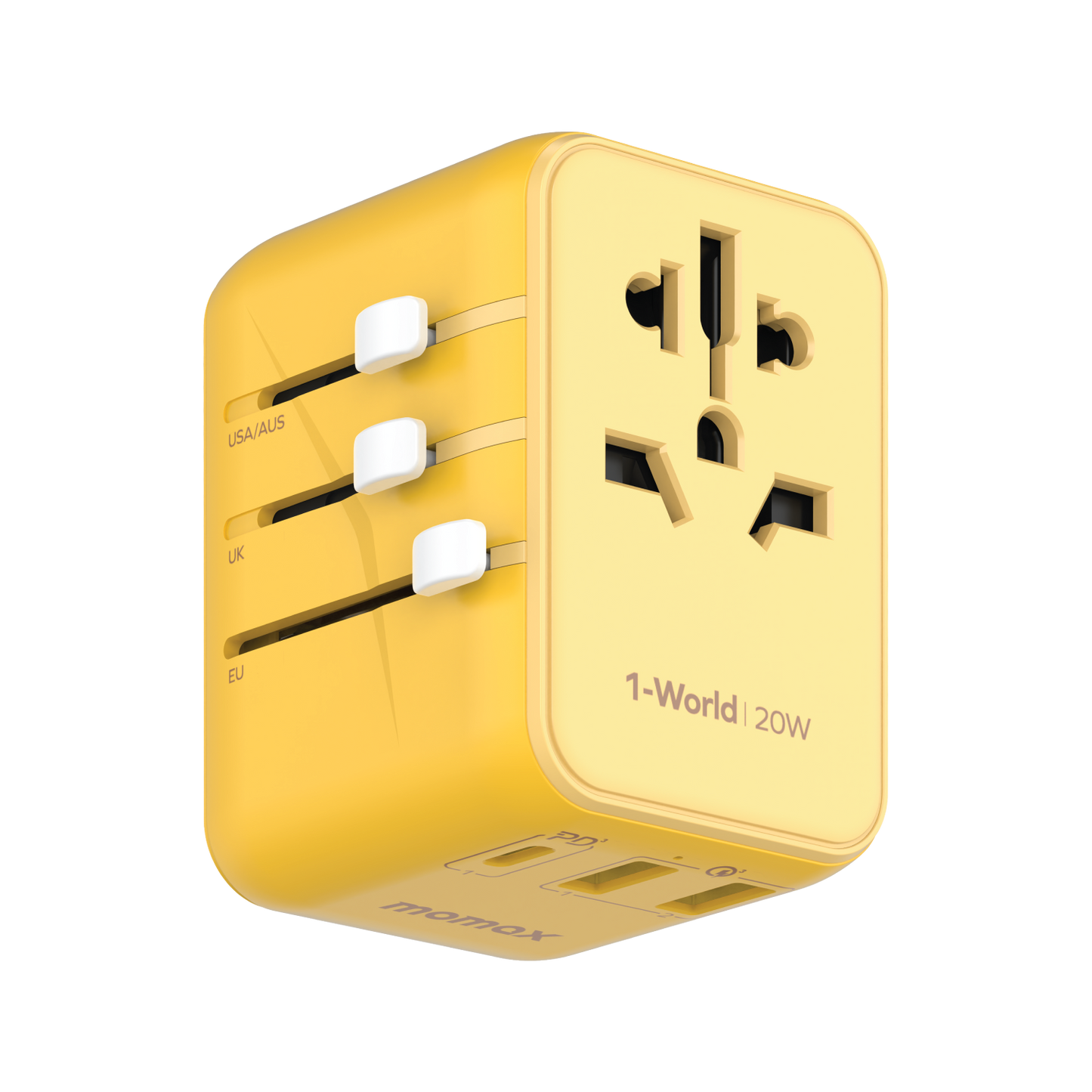 MOMAX 1-World 20W 3-Port + AC Charger Universal Travel Adapter