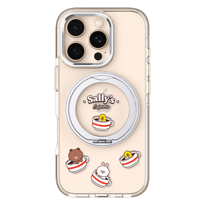 Line Friends MagSafe Pivot Ring Stand Shockproof Transparent Case Cover