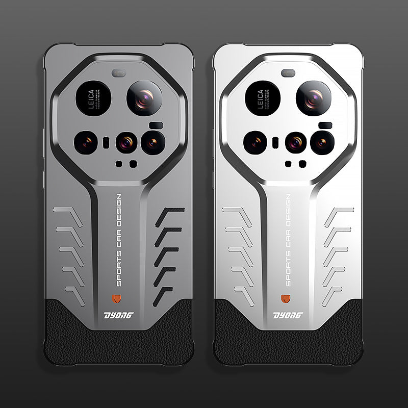 Armor King Sports Car Elastic Buckle Contrast Color Frameless Metal + Leather Case Cover for Android