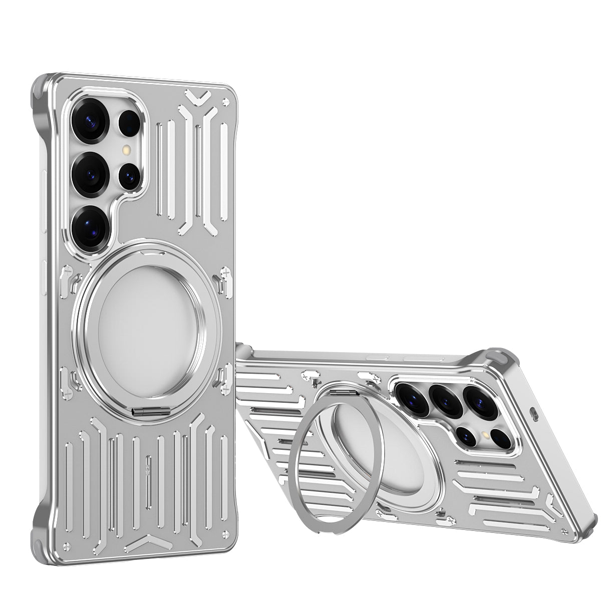 Armor King Mecha MagSafe Pivot Ring Stand Air Cushion Shockproof Metal Case Cover