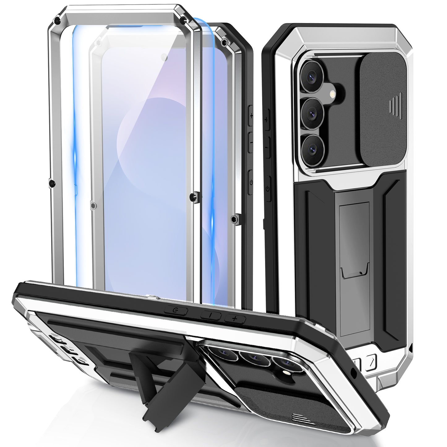 R-Just Kickstand Lens Protector IP54 Metal Outdoor Military Heavy Duty Case Cover