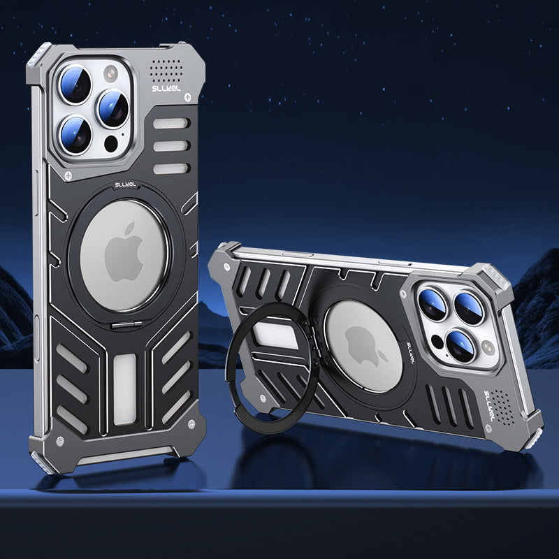 Armor King Sword Shadow 360° Rotating MagSafe Pivot Ring Stand Aromatherapy Metal Case Cover