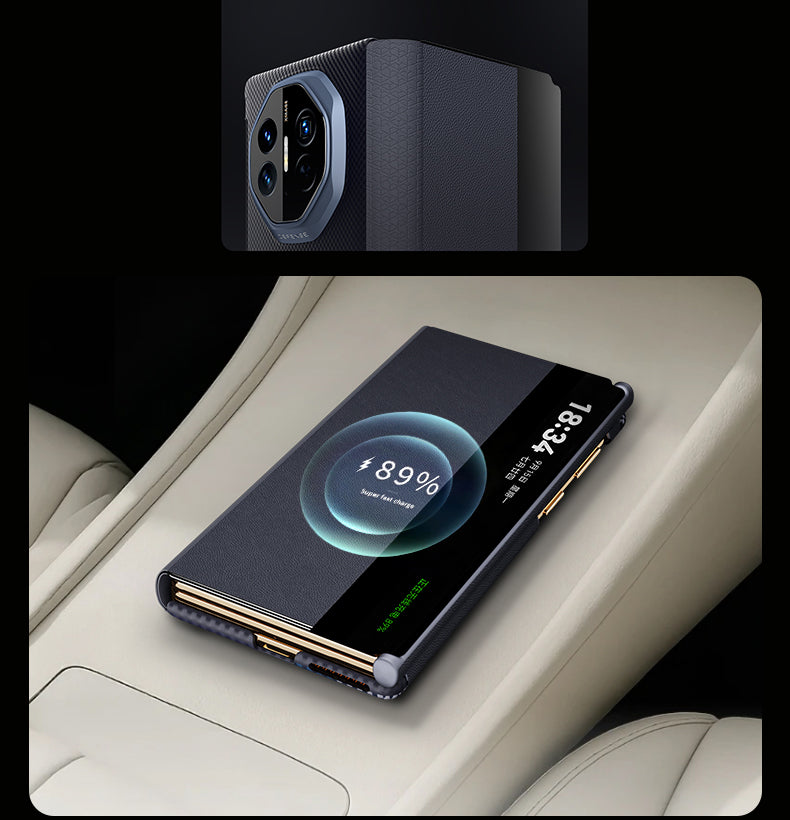 X-Doria Defense Ultra-Thin Luxury Clear View Window Genuine Leather Magnetic Flip Cover Case