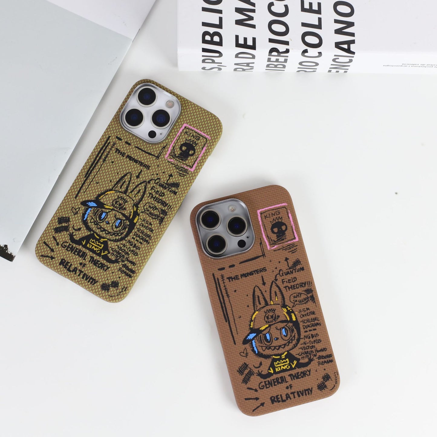 Armor King Labubu Graffiti Luxury Pure Aramid Fiber MagSafe Case Cover