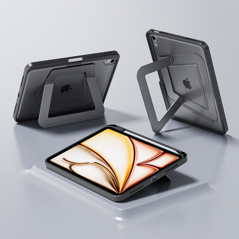 Armor King Double Aluminum Alloy Pivot Kickstand Acrylic + TPU Anti-bending Shockproof Case Cover for Apple iPad