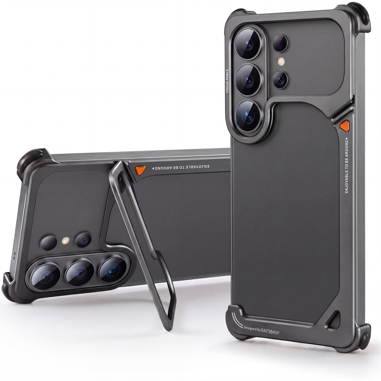 Oatsbasf 9 Shell Invisible Kickstand Air Cushion Shockproof Aluminum Metal Bumper Case Cover