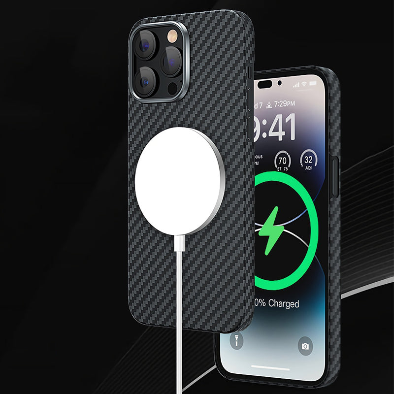 Oatsbasf Magsafe Luxury Pure Carbon Fiber Case For Apple Iphone Armor 