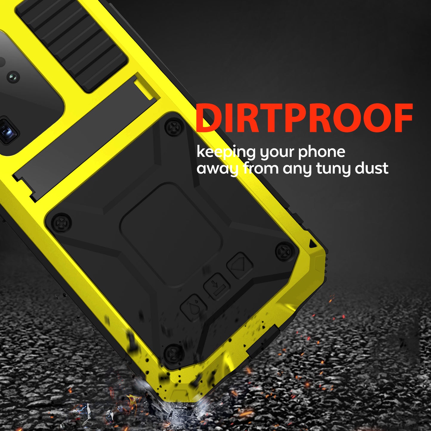 R-Just Kickstand Waterproof Aluminum Metal Outdoor Military Heavy Duty Case Cover