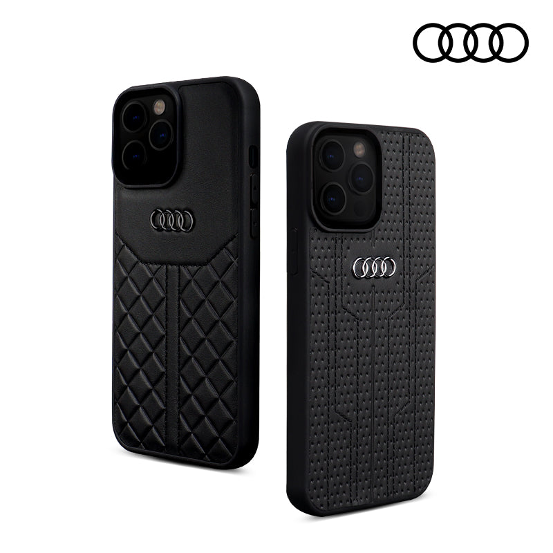 Audi iPhone 13 Pro Leather Case / Cover Q8 Series Genuine Leather Black Audi iPhone 13 Pro Leather Case / Cover Q8 Series Genuine Leather Black