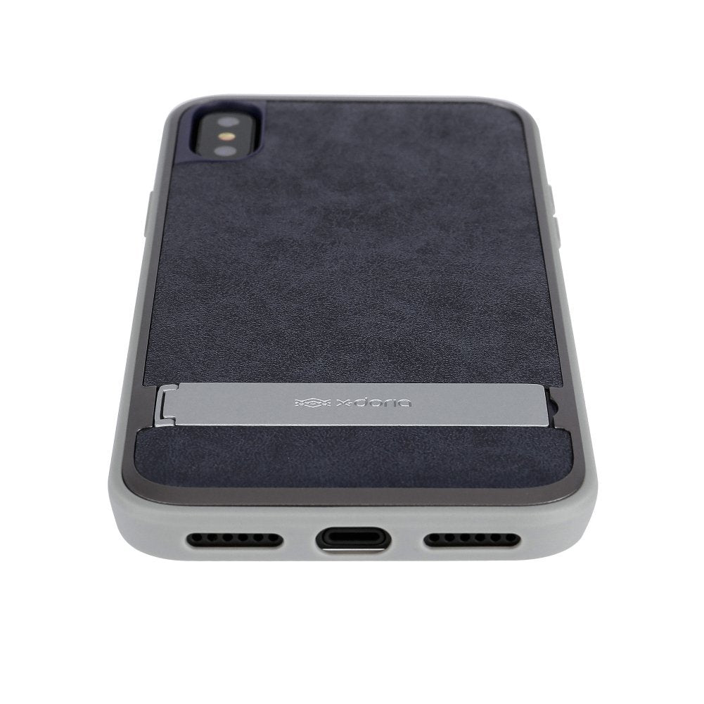 X-Doria Stander Aluminum Frame Hidden Stand Leather Protective Case for Apple iPhone XS/X