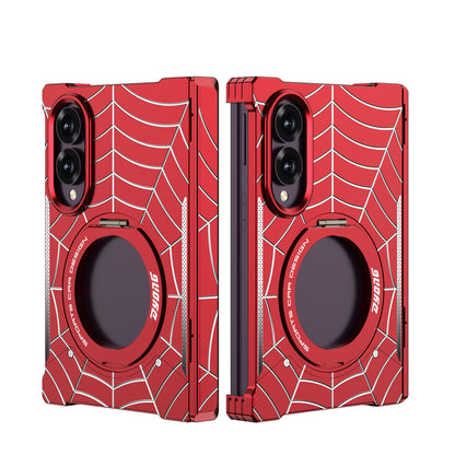 Armor King Spiderweb MagSafe Pivot Ring Stand Shockproof Frameless Metal Case Cover