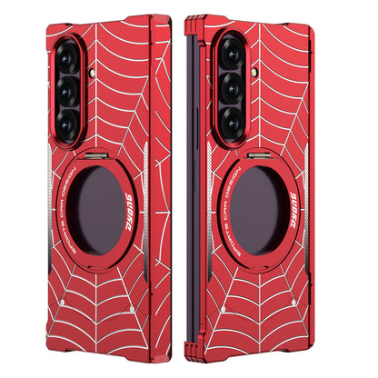 Armor King Spiderweb MagSafe Pivot Ring Stand Shockproof Frameless Metal Case Cover