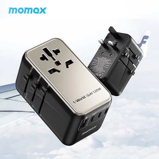 MOMAX 1-World PD 120W GaN 4-Port + AC Charger Universal Travel Adapter