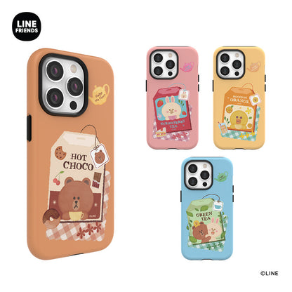 Line Friends Happy Tea Time Dual Layer TPU+PC Shockproof Guard Up Combo Case Cover