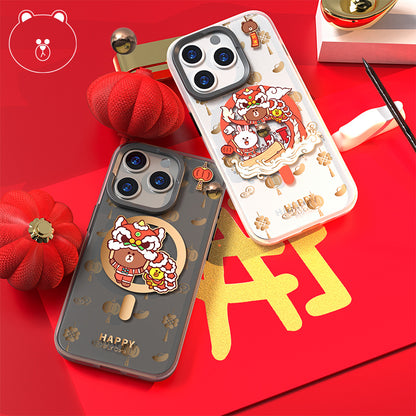Line Friends Brown & Friends Happy Lunar Year MagSafe All-inclusive Shockproof IMD Protective Case Cover