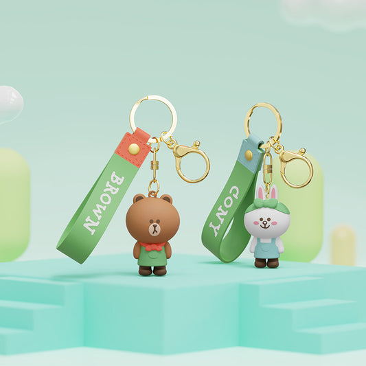 Line Friends Cute Doll Pendant Keychain Ring Anti-lost Strap Silicone Lanyard