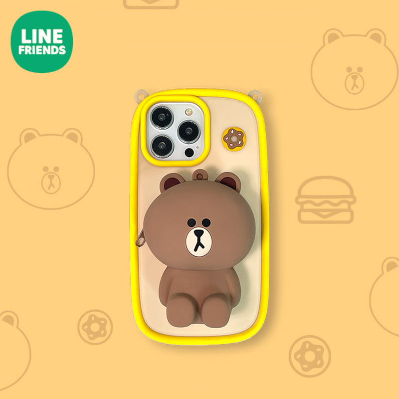 Line Friends Brown Coin Purse 3D Silicone Back Cover Case with