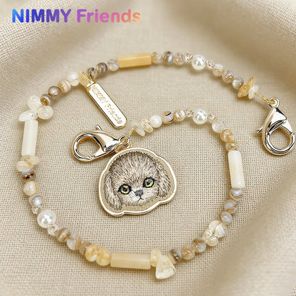 Nimmy Fashion Pets Natural Crystal Bracelet Embroidery Pendant Strap Phone Lanyard