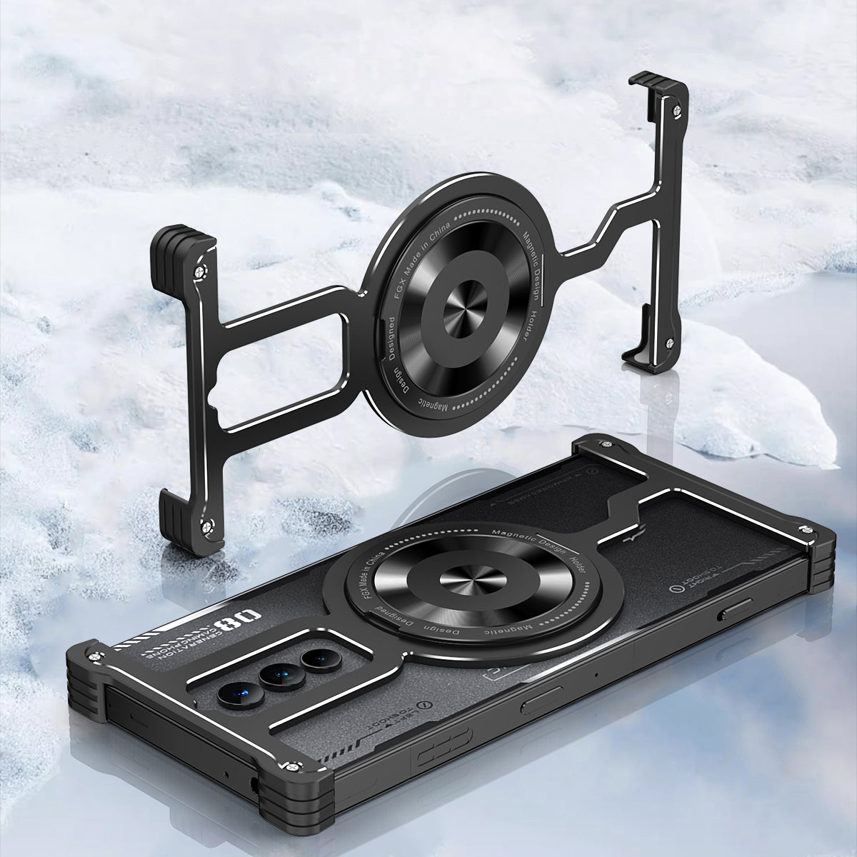 iy Bicolor Armor MagSafe Aluminum Alloy Kickstand Shockproof Metal Case Cover