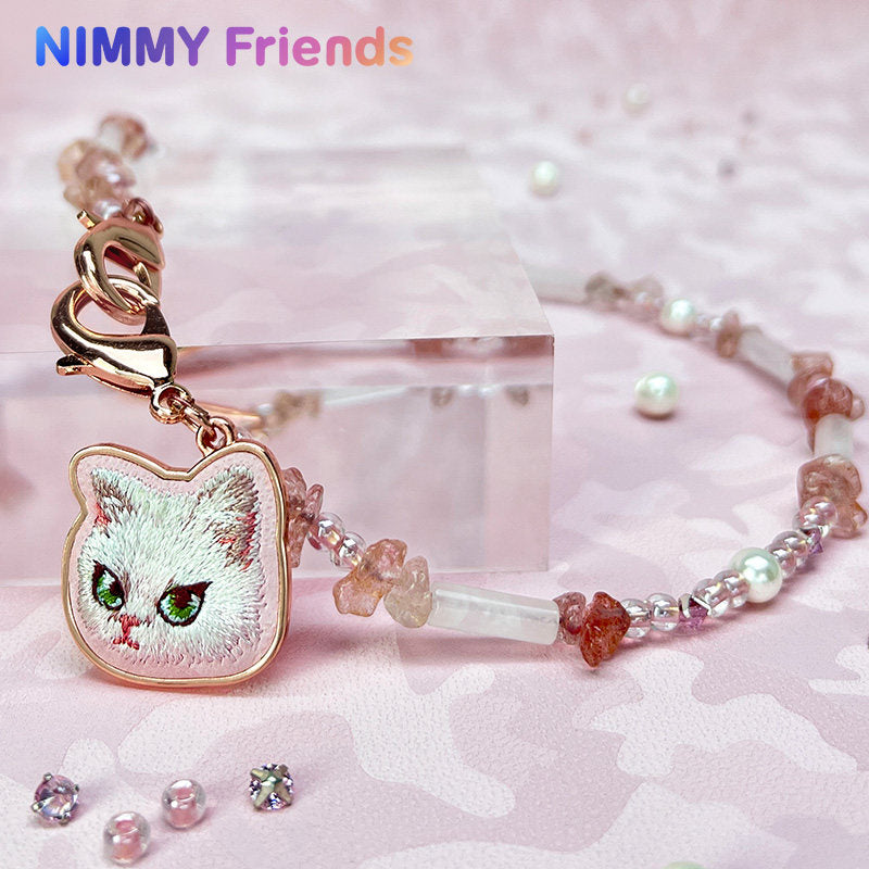 Nimmy Fashion Pets Natural Crystal Bracelet Embroidery Pendant Strap Phone Lanyard
