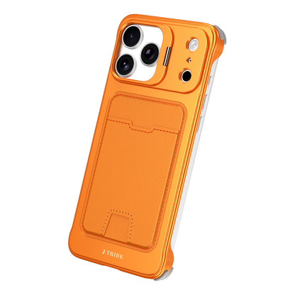 Armor King Lens Stand Leather Card Holder Borderless Metal Case Cover