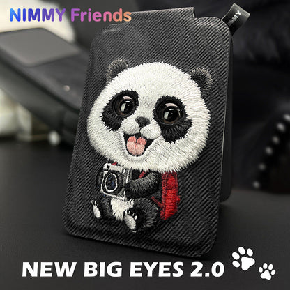 Nimmy Big Eyes Cute Pets 3D Embroidery Magnetic Card Holder Stand