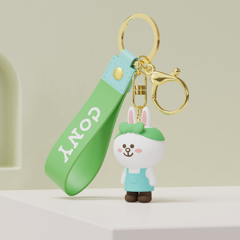 Line Friends Cute Doll Pendant Keychain Ring Anti-lost Strap Silicone Lanyard