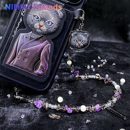 Nimmy Fashion Pets Natural Crystal Bracelet Embroidery Pendant Strap Phone Lanyard