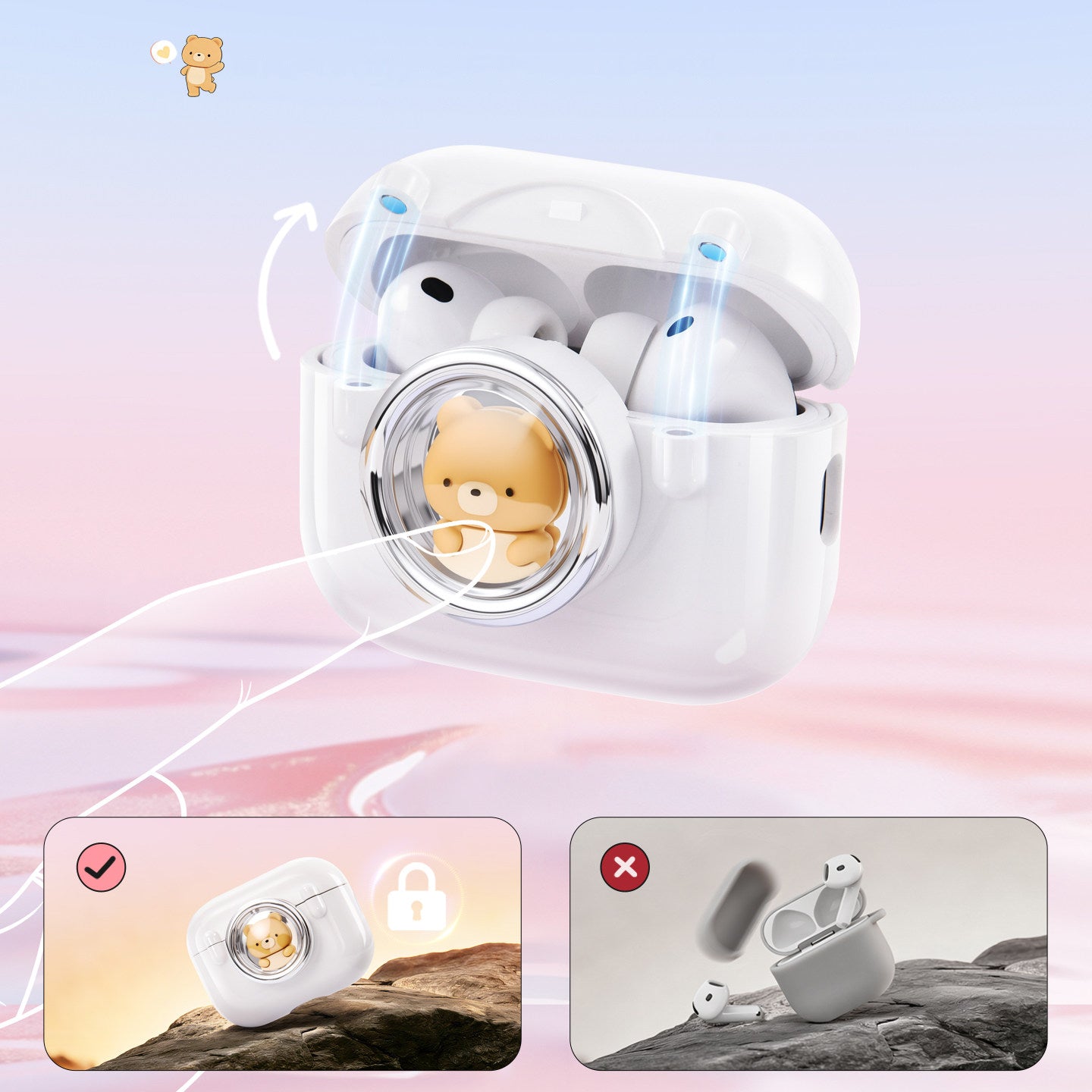 Oatsbasf Space Capsule Cute Pet Magnetic Apple AirPods Pro 3 Charging Case Cover