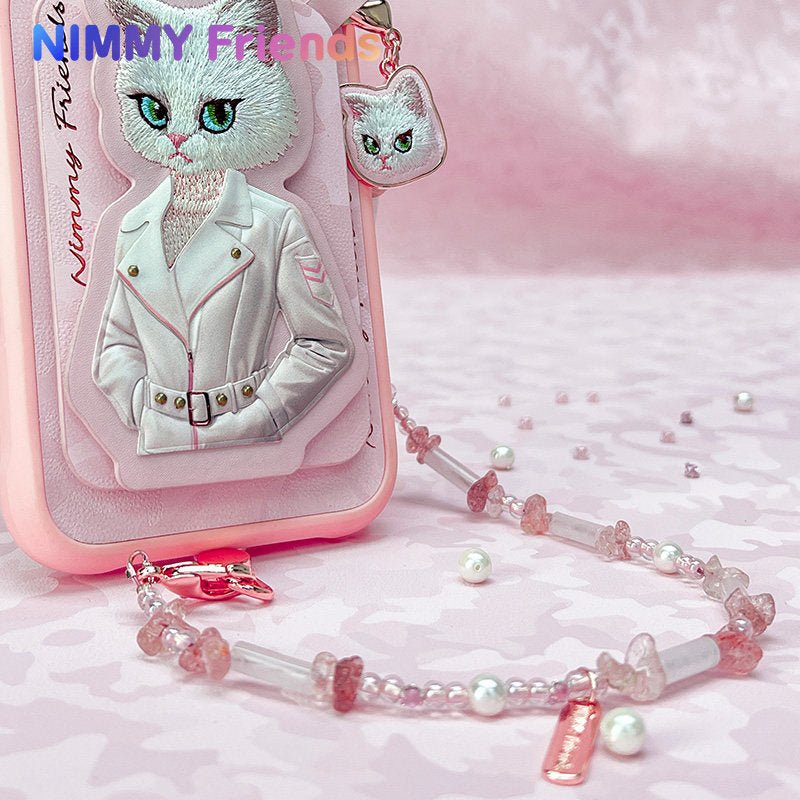 Nimmy Fashion Pets Natural Crystal Bracelet Embroidery Pendant Strap Phone Lanyard