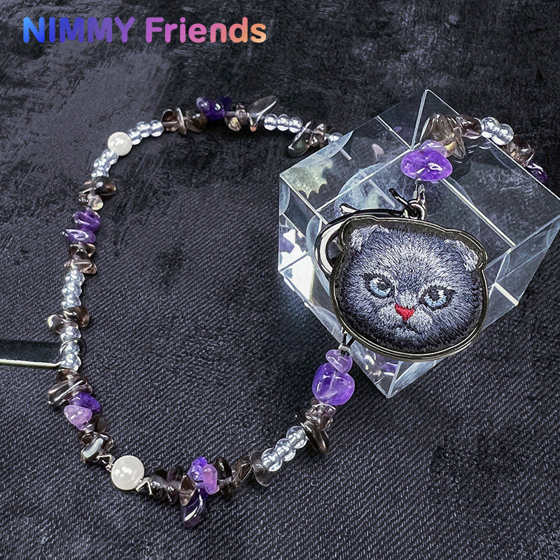 Nimmy Fashion Pets Natural Crystal Bracelet Embroidery Pendant Strap Phone Lanyard