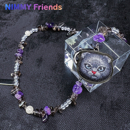 Nimmy Fashion Pets Natural Crystal Bracelet Embroidery Pendant Strap Phone Lanyard