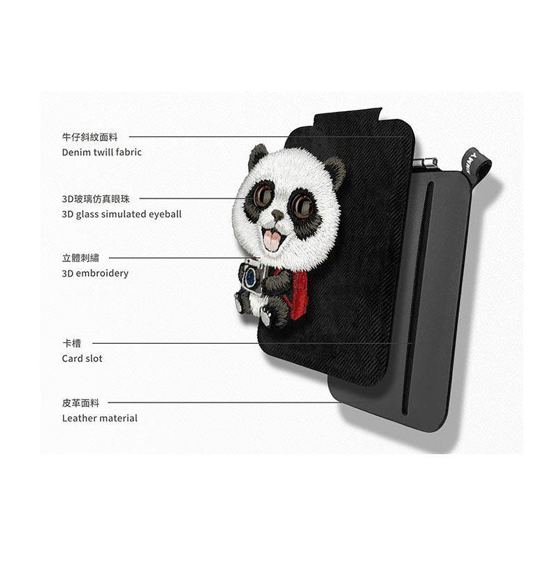 Nimmy Big Eyes Cute Pets 3D Embroidery Magnetic Card Holder Stand