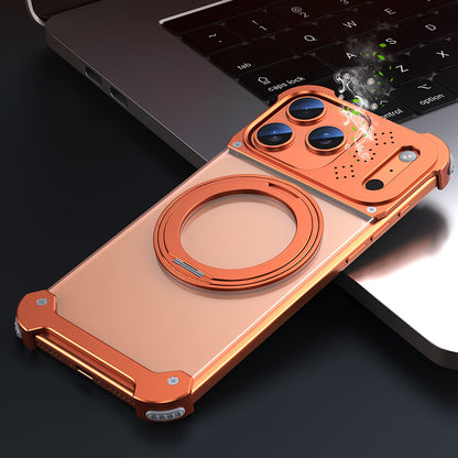 Armor King Sword Shadow MagSafe 360° Pivot Ring Stand Aromatherapy Transparent Metal Case Cover