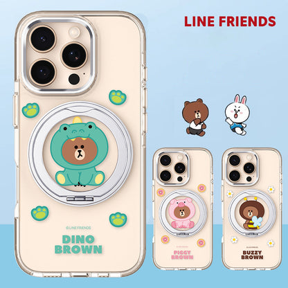 Line Friends MagSafe Pivot Ring Stand Shockproof Transparent Case Cover