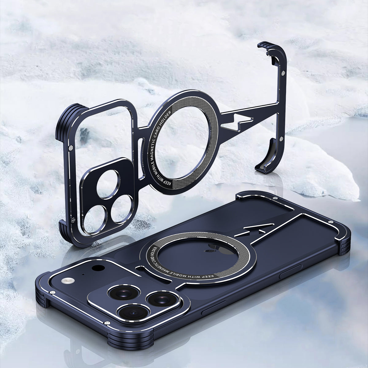 iy Bicolor Thor MagSafe Air Cushion Shockproof Kickstand Metal Case Cover