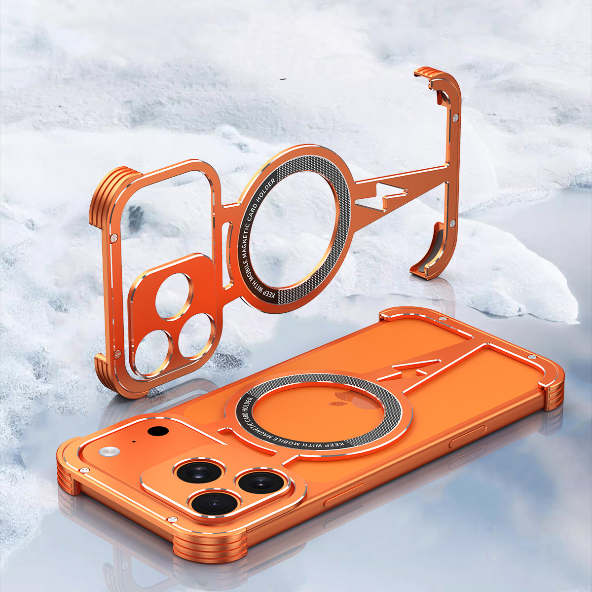 iy Bicolor Thor MagSafe Air Cushion Shockproof Kickstand Metal Case Cover