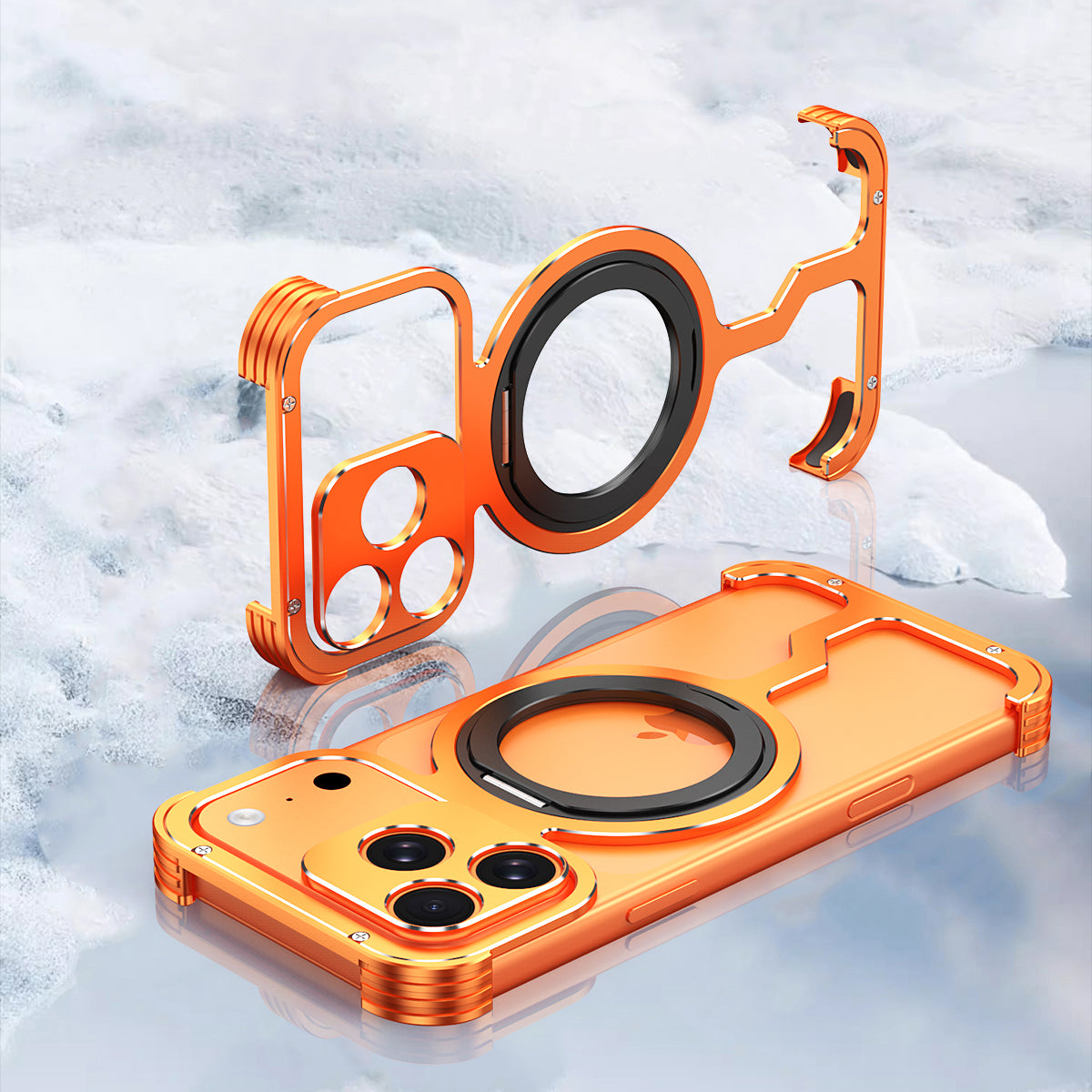 iy Bicolor Armor MagSafe Aluminum Alloy Kickstand Shockproof Metal Case Cover