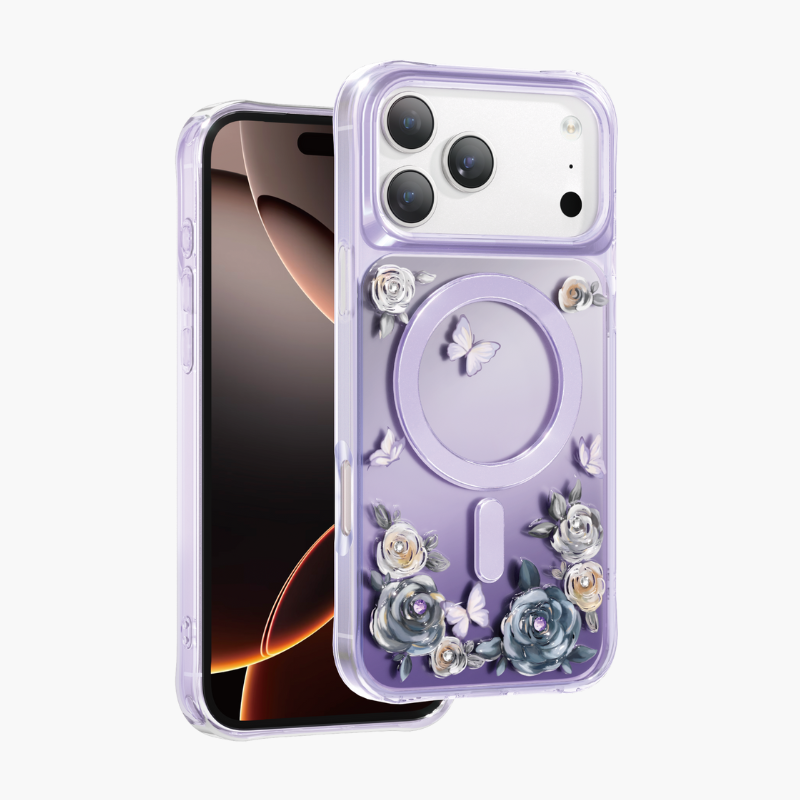 Keephone RoseLand MagSafe Military-grade shockproof Crystals 3D Case Cover