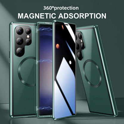 Armor King MagSafe Lens Protector Magnetic Metal Bumper Front+Back Tempered Glass Case Cover