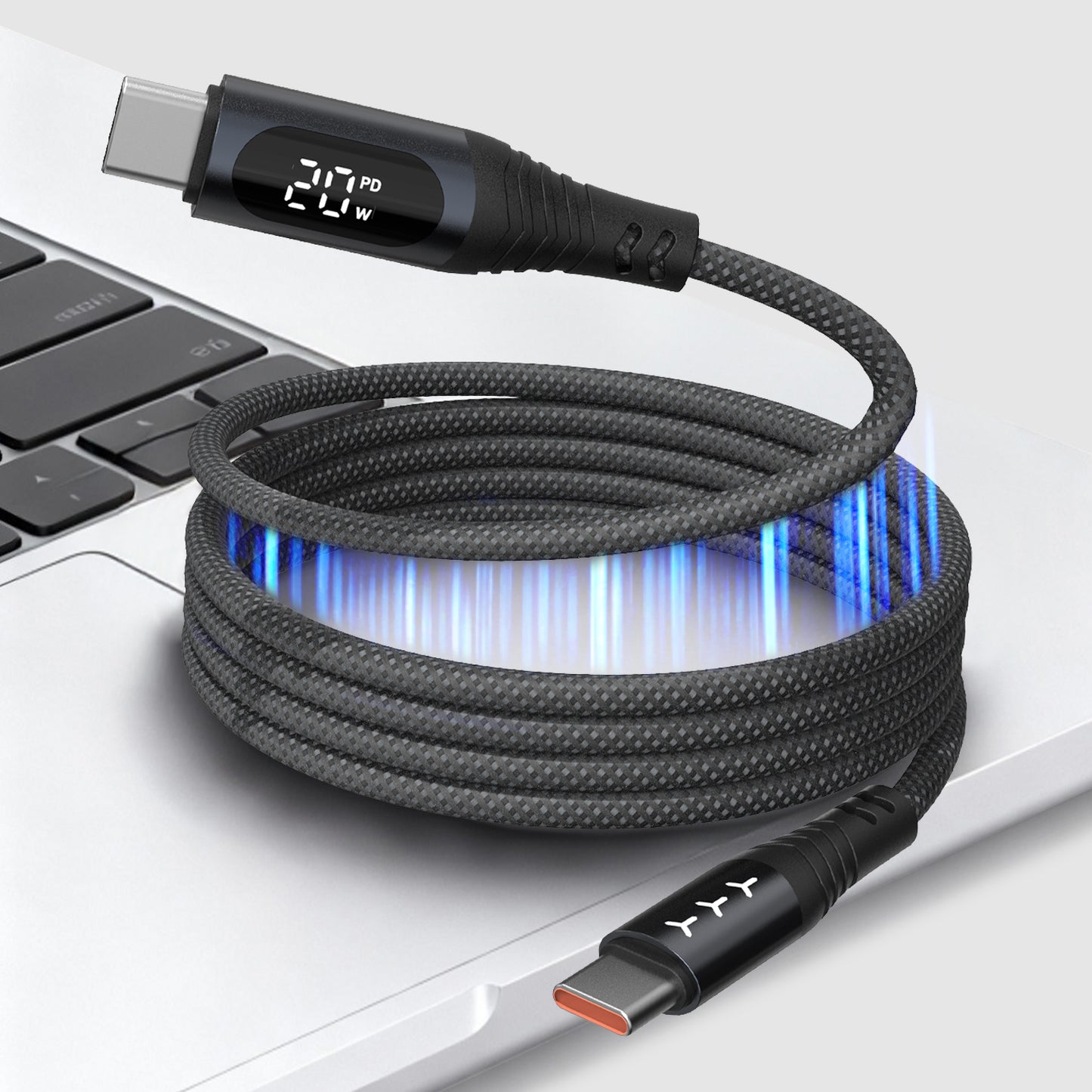 Lamborghini 100W USB-C to USB-C Charge & Sync Magnetic Cable with Digital LCD Display - Urus D1