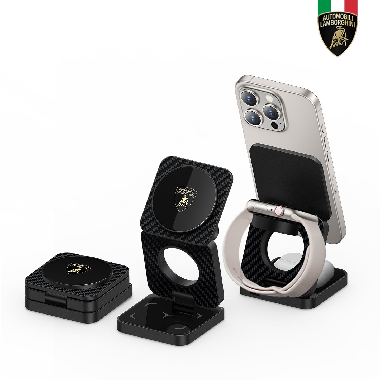 Lamborghini 3-in 1 Foldable Magnetic Wireless Charger -TE D1
