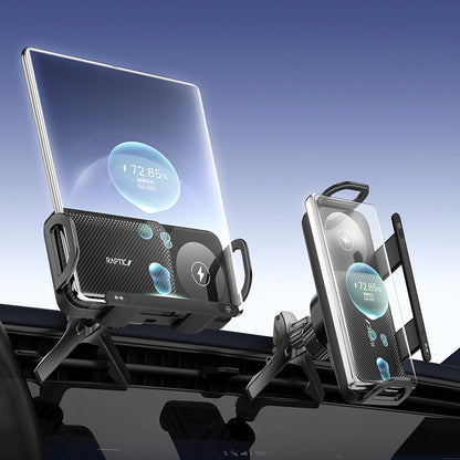 X-Doria Raptic Smart Rotation Kevlar Car Mount Foldable Phone Holder 15W Wireless Charger