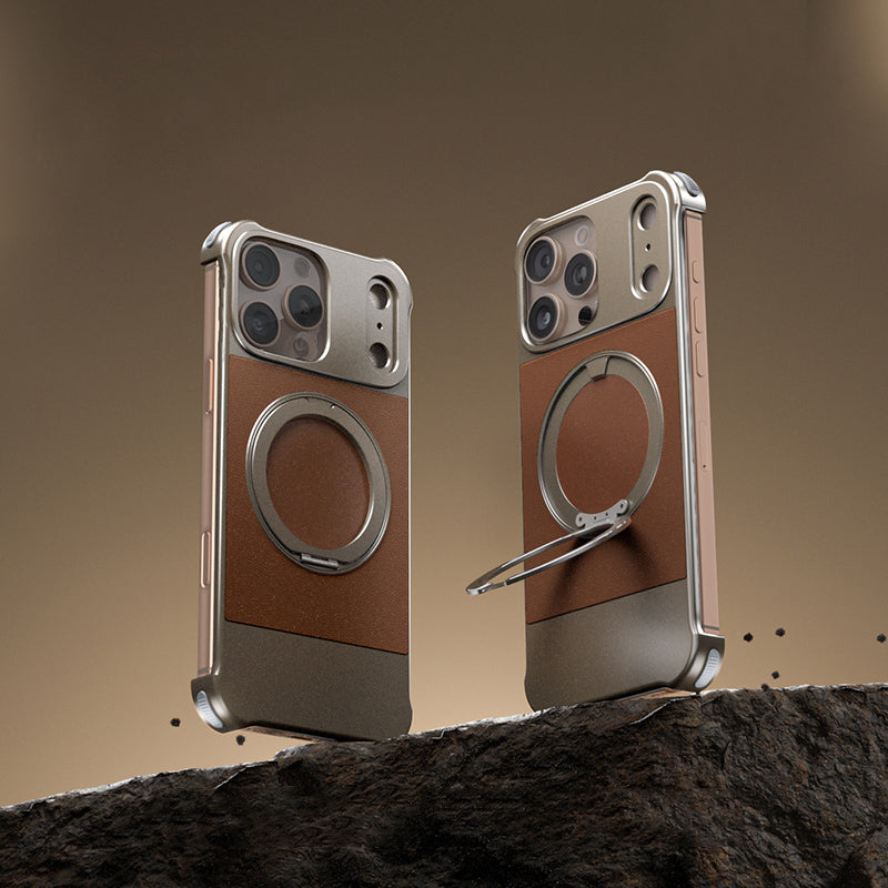 Armor King Bezel-less Leatherette Back Air Cushion MagSafe Metal Case Cover