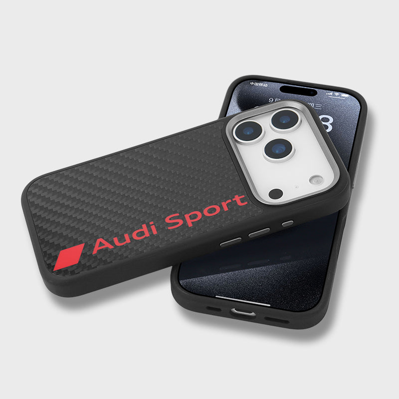 Audi Design Carbon Fiber Hülle Für IPhone 14 Pro Max 6.7 Zoll - Schwarz, Stoßdämpfend, TPU Hard Case