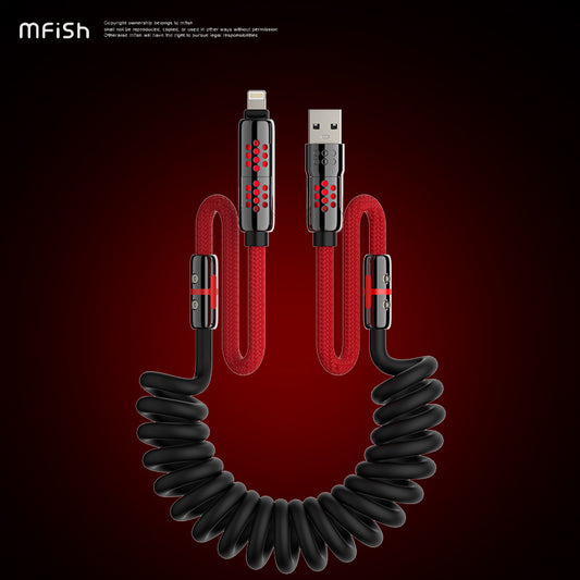 Mfish Armored Dragon VIII 240W USB-A+Type-C to Lightning+Type-C 4-in-1 Elastic Data Cable Charging Line
