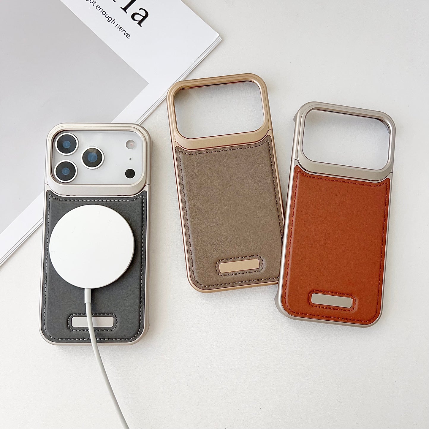 Armor King MagSafe Aluminum+Leather Heat Dissipation Protective Case Cover